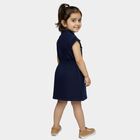 Girls' Deep Midnight Navy Button-Down Denim Frock, Dark Blue, small image number null