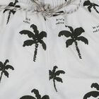 Boys' Off White Cotton Blend Regular Fit Bermuda Shorts, Off White, small