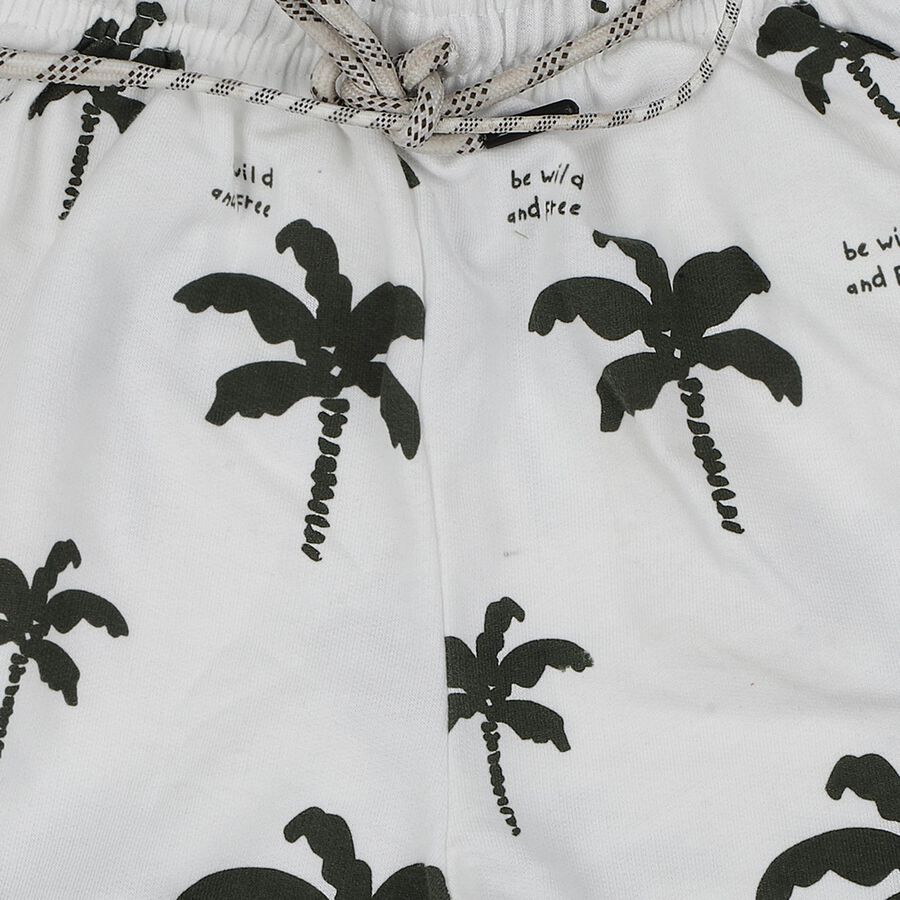 Boys' Off White Cotton Blend Regular Fit Bermuda Shorts, Off White, large