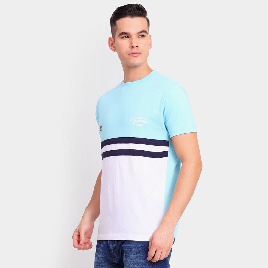 Men's 100% Cotton Round Neck Half Sleeves T-Shirt, Sky Blue, large image number null
