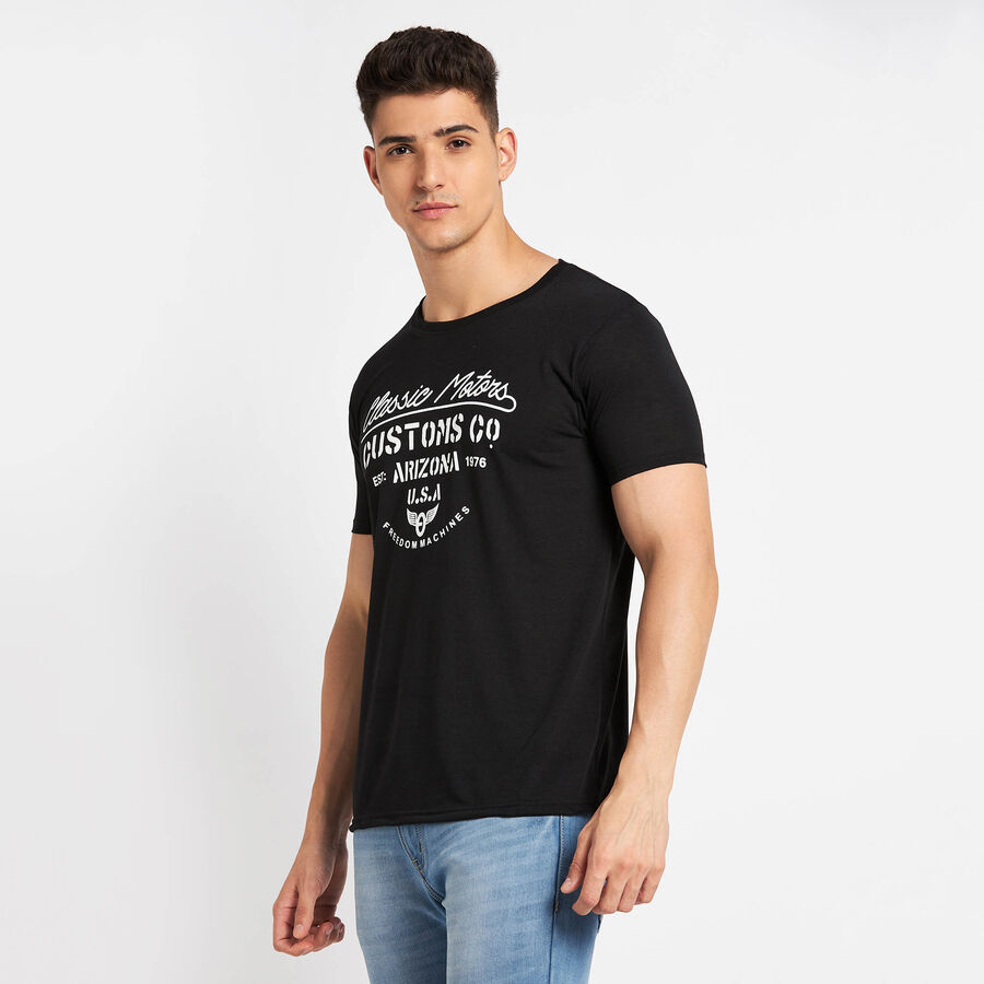 Round Neck T- Shirt, Black, large image number null