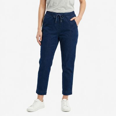 Women's Navy Blue Slim Fit Drawstring Jeans