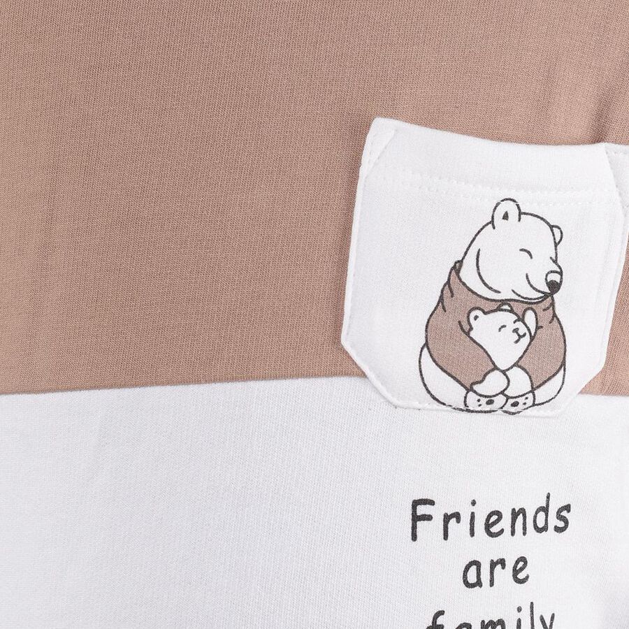 Infants' Muted Beige and White Crew Neck Casual Sweatshirt, गहरा पीला, large image number null