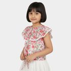 Girls White Round Neck Casual T-Shirt, White, small
