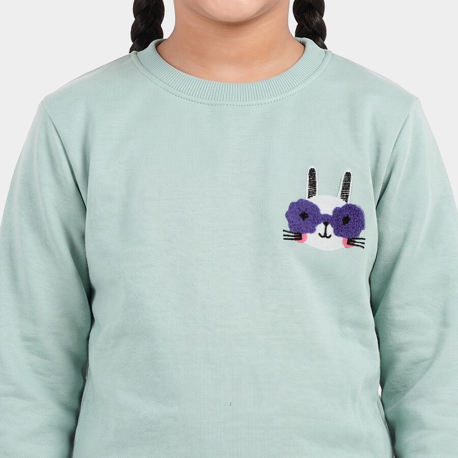 Girls Mint Green Round Neck Lounge Set Hipster Set, हल्का हरा, large