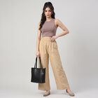 Women's Beige Regular Fit Printed Palazzos, गहरा पीला, small