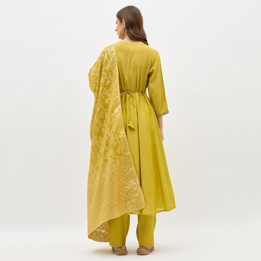 Women's Lime Green Embroidered Ethnic Set, हल्का हरा, large