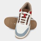 Men's White and Multicolor Lace-Up Casual Sneakers, White, small