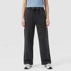 Women's Black Wide Leg Washed Track Pants, Black, small