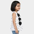 Girls' White V-Neck Romantic Polka Dot T-Shirt, White, small