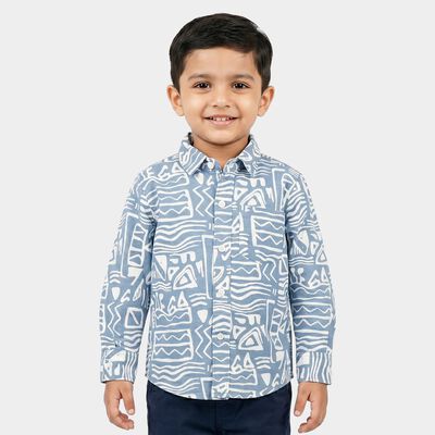 Boys Blue 100% Cotton Long Sleeve Collar Regular Fit Shirt