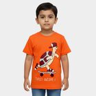 Boys' Bright Vibrant Orange Cotton Crew Neck Casual T-Shirt, Orange, small