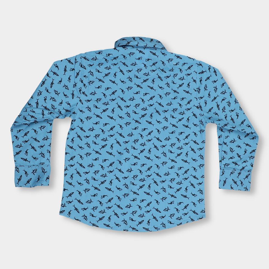 Boys' 100% Cotton Casual Shirt, Mid Blue, large image number null