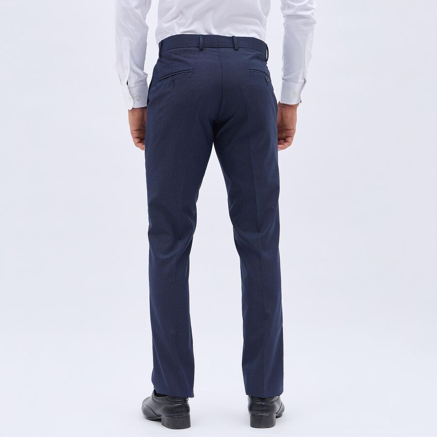 Men's Fixed Waist Slim Fit Formal Trousers, Navy Blue, large image number null