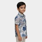 Boys' Off-White Cotton Half Sleeve Spread Collar Floral Casual Shirt, Off White, small