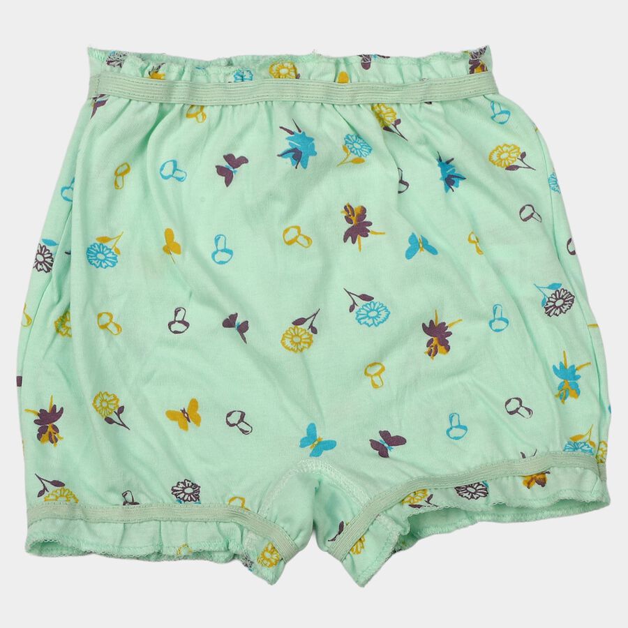 Girls' Mint Green Regular Fit Printed Bloomer Shorts, Light Green, large