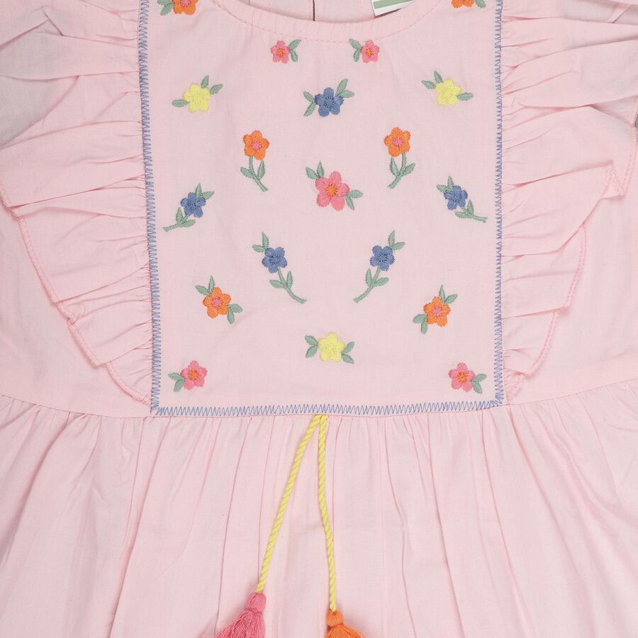 Girls' 100% Cotton Frock, Light Pink, large image number null