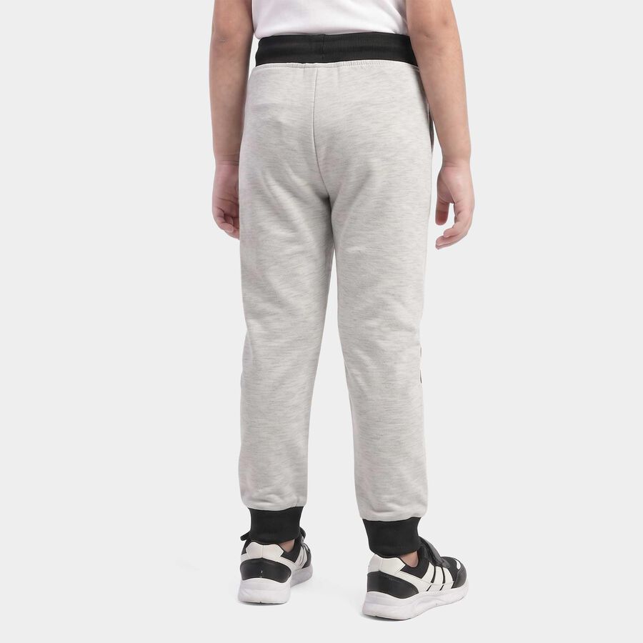 Boys Grey Jogger Text Printed Pyjama, मिश्रित हल्का ग्रे, large