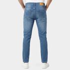 Men's Blue Straight Fit Stretchable Jeans, Mid Blue, small