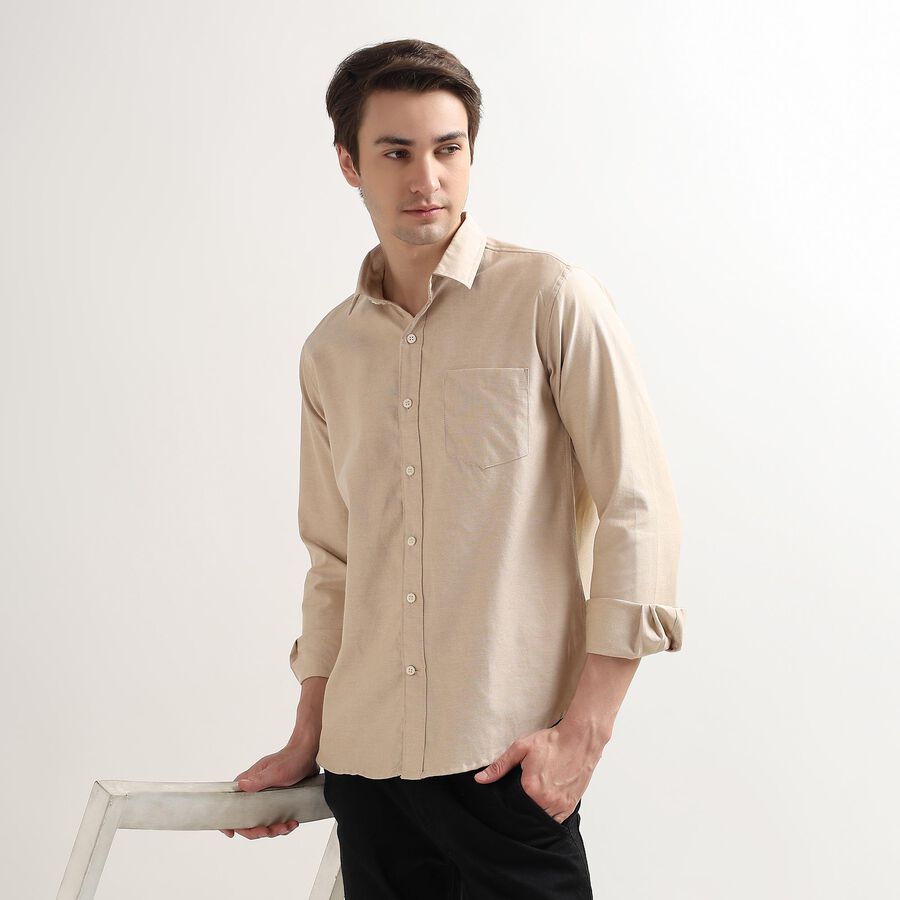 Men's Regular Collar Casual Shirt, Beige, large image number null