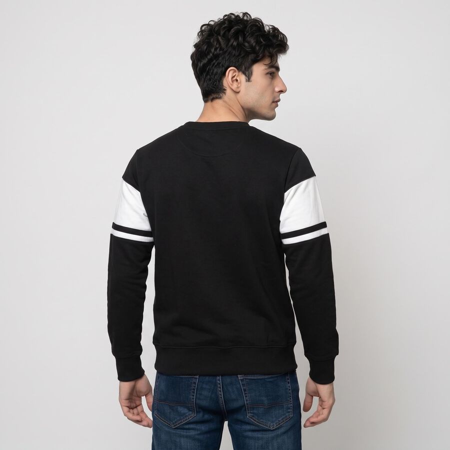 Men's Black Crew Neck Graphic Print Sweatshirt, Black, large