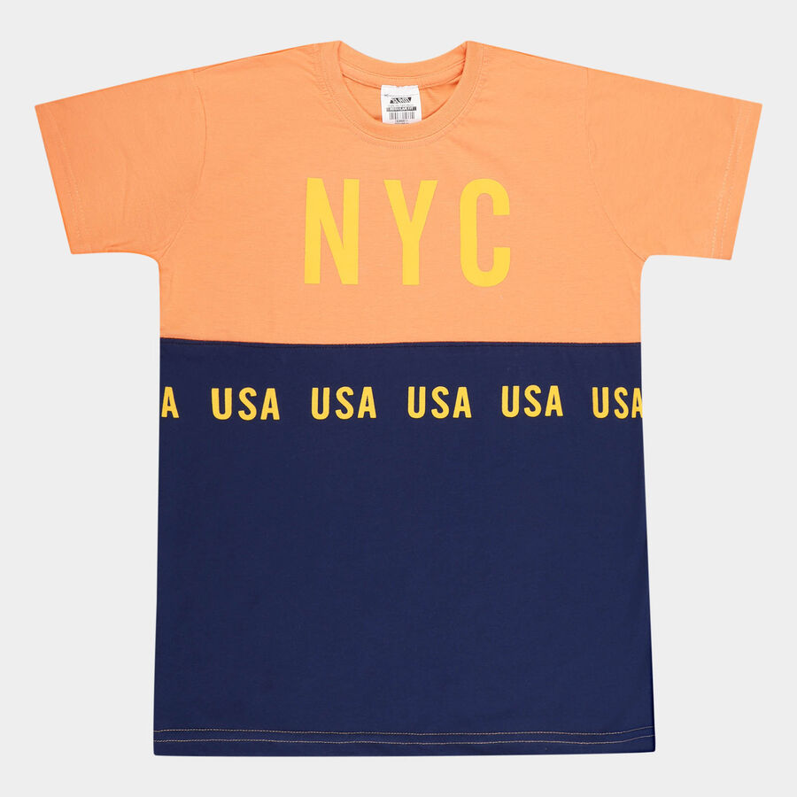 Boys Cut & Sew T-Shirt, नारंगी, large image number null