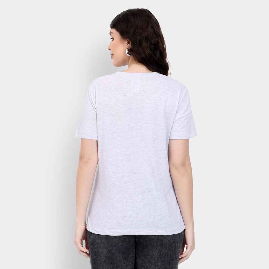 Ladies' Round Neck T-Shirt , मिश्रित मध्यम ग्रे, large