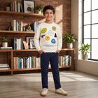 Boys' Off White Crew Neck Graphic Print Sweatshirt, ऑफ व्हाइट, small