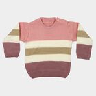 Infants' Pink Crew Neck Striped Pullover, गुलाबी, small
