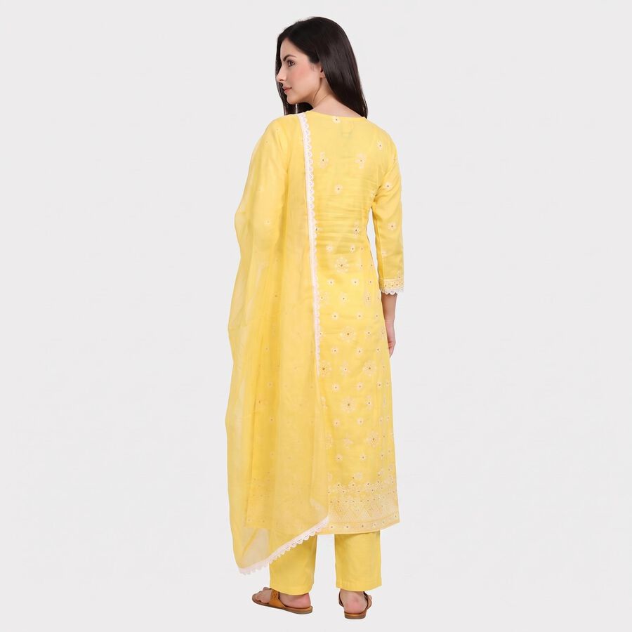 Women's Yellow Embroidered Ethnic Set, Yellow, large