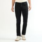 Men's Jet Black Slim Fit Stretchable Jeans, गहरा ग्रे, small