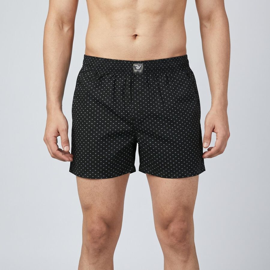 Men's Black Regular Fit Solid Boxers, काला, large