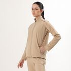 Women's Light Beige High Neck Sportswear Jacket, Beige, small image number null