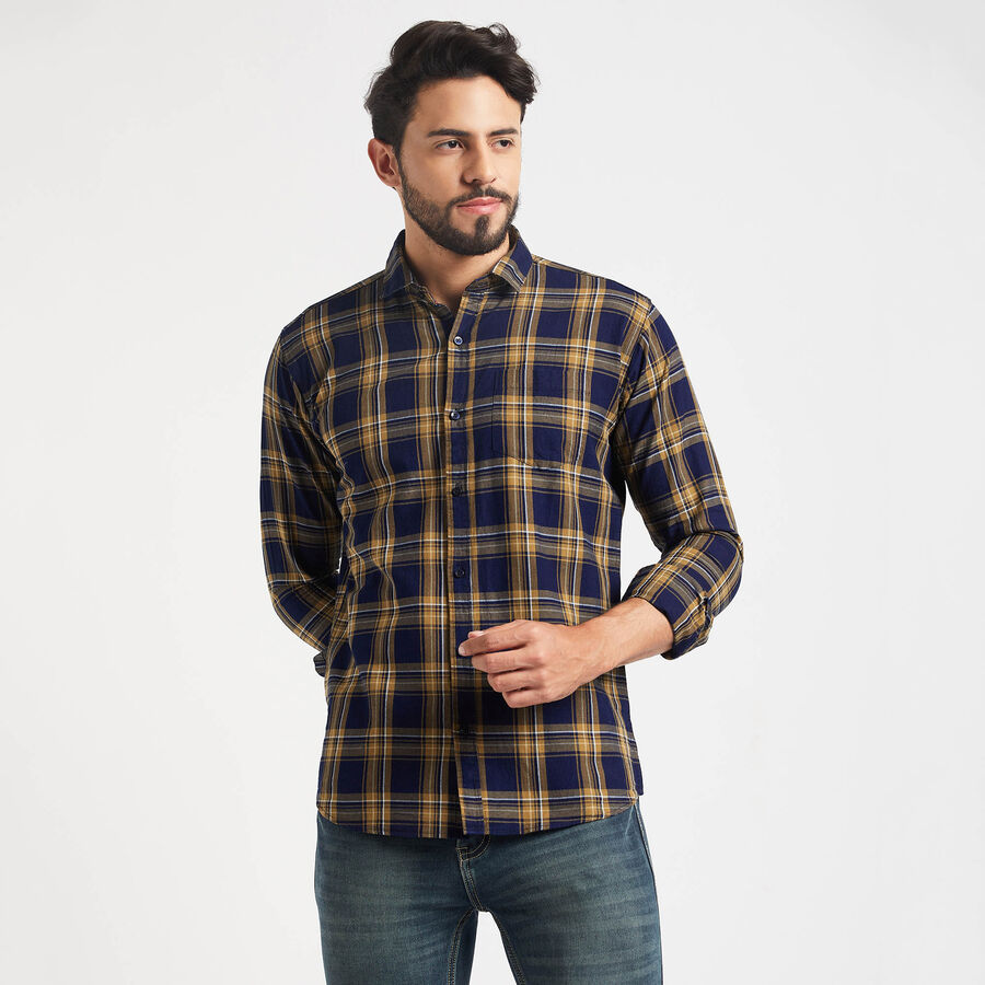 Cotton Checks Casual Shirt, Mustard, large image number null