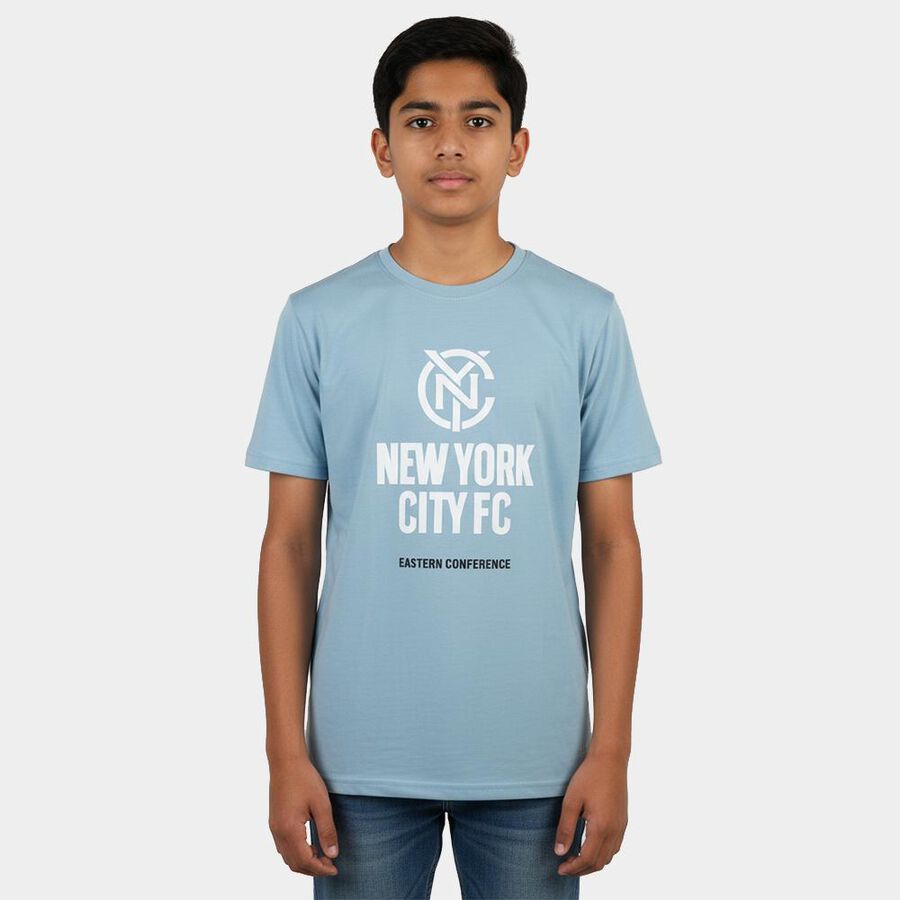 Boys' Half Sleeves T-Shirt, हल्का नीला, large