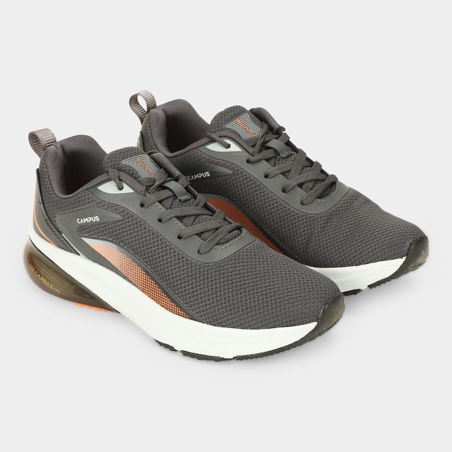 Men's Grey Lace-Up Sneakers, ग्रे, large
