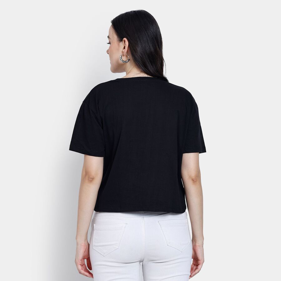 Ladies' 100% Cotton Crop  Top, Black, large image number null