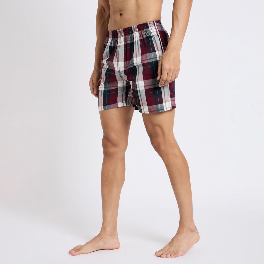 Men's 100% Cotton Boxers, मरून, large image number null