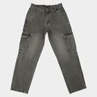 Boys Grey Straight Fit Cargo Jeans, हल्का ग्रे, small