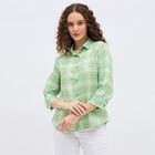 Women's Light Sage Green Checked Classic Shirt, Light Green, small image number null