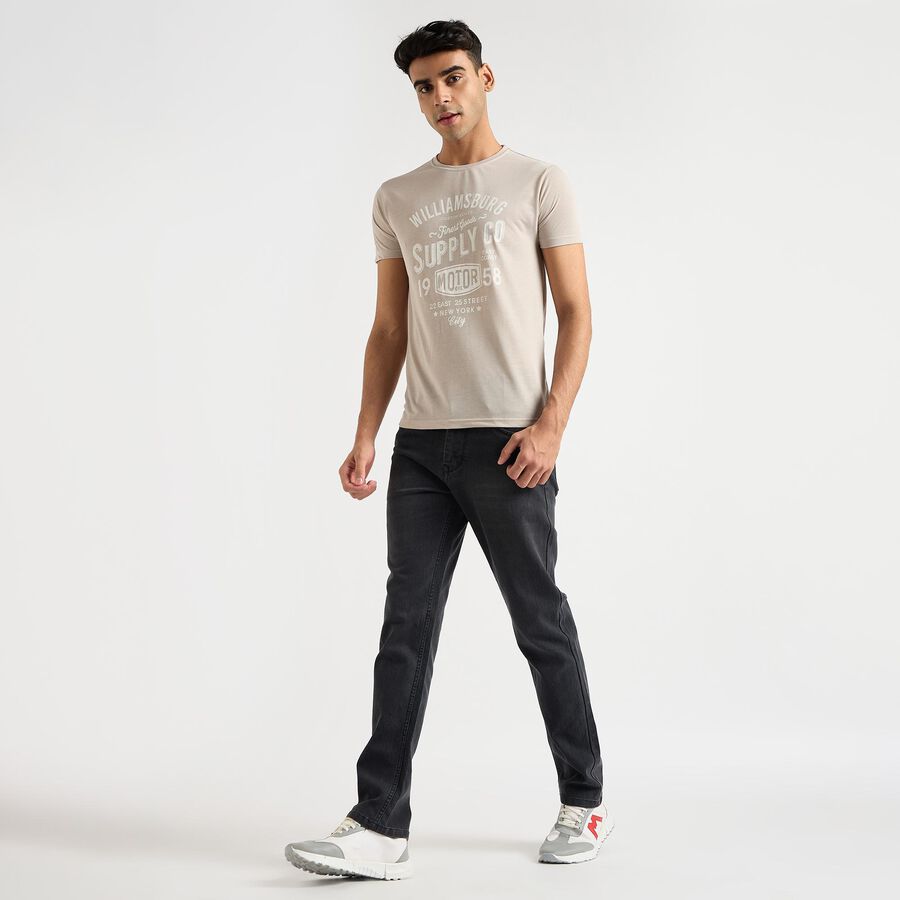 Men's Round Neck Half Sleeves T-Shirt , Light Grey, large image number null