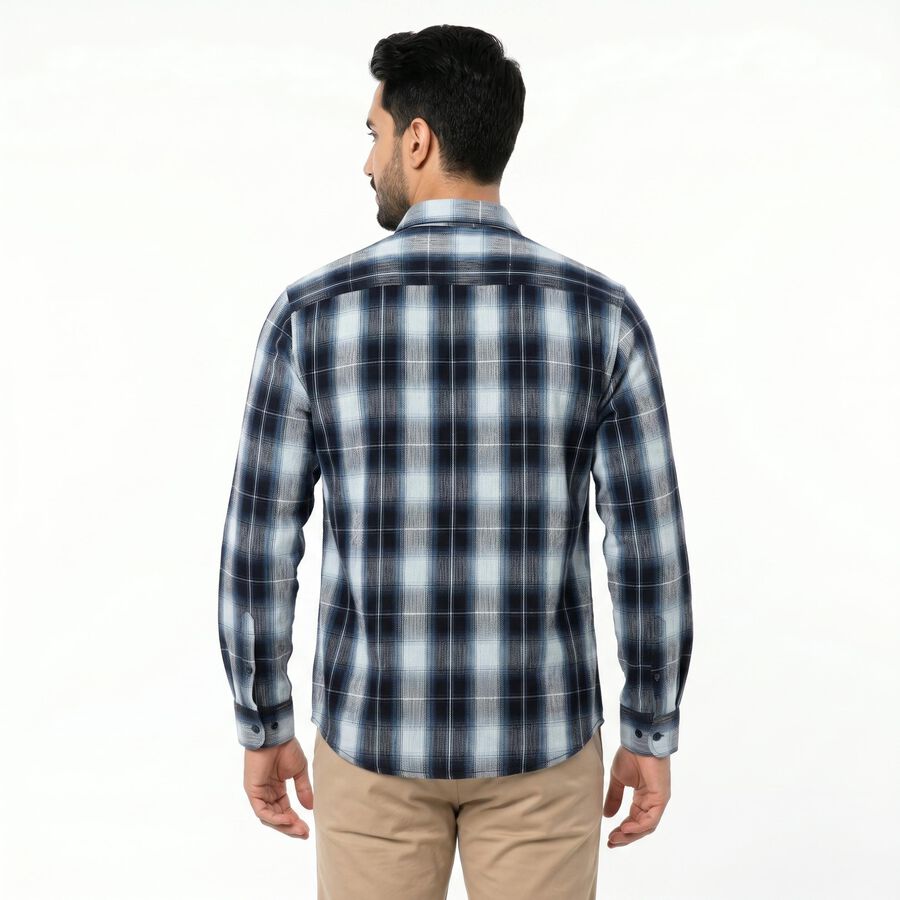 Men's Navy Blue Cotton Casual Shirt, Navy Blue, large