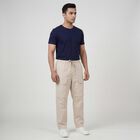 Men's Beige Slim Fit Casual Trousers, Beige, small