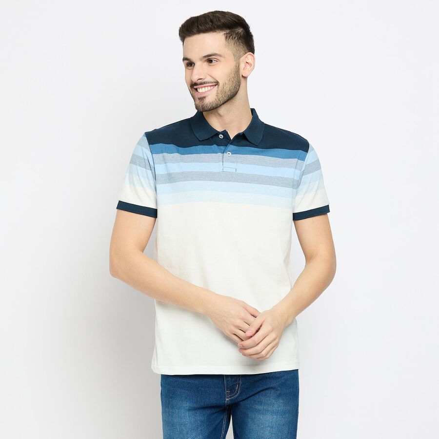 Men's Collared Half Sleeves T-Shirt , Mid Blue, large image number null