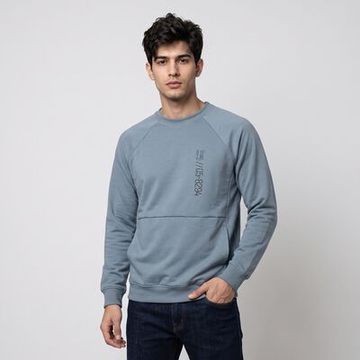 Men's Blue Crew Neck Pullover Sweatshirt