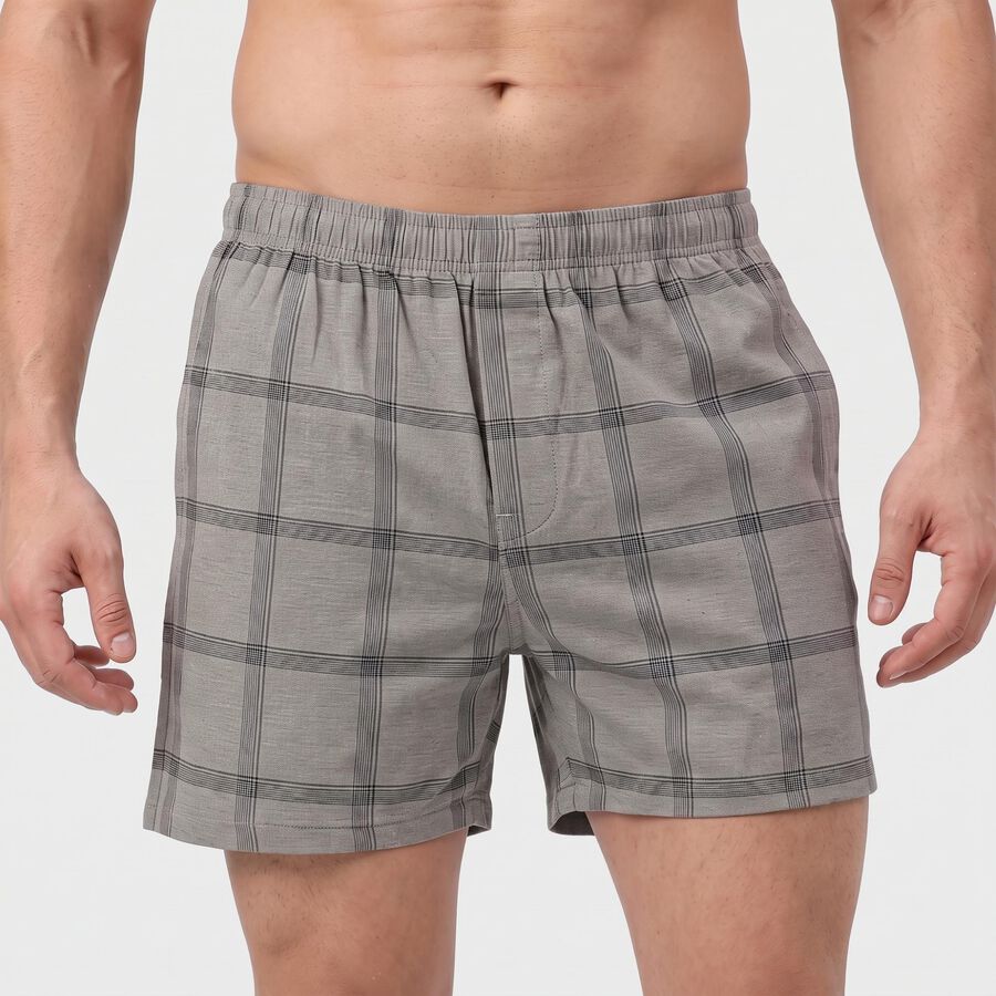 Men's Dark Blue Relaxed Fit Checked Boxers, Dark Blue, large