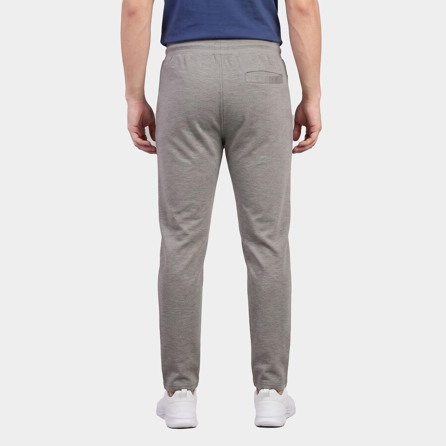 Men's Grey Slim Fit Zip Pocket Track Pants, मिश्रित हल्का ग्रे, large