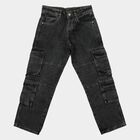 Boys' Dark Grey Cargo Fit Washed Jeans, Dark Grey, small