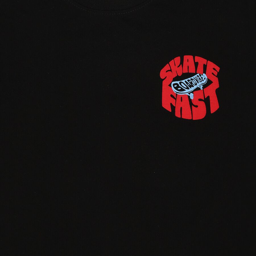 Boys Black Cotton Blend Crew Neck Regular Boys T-Shirt, काला, large