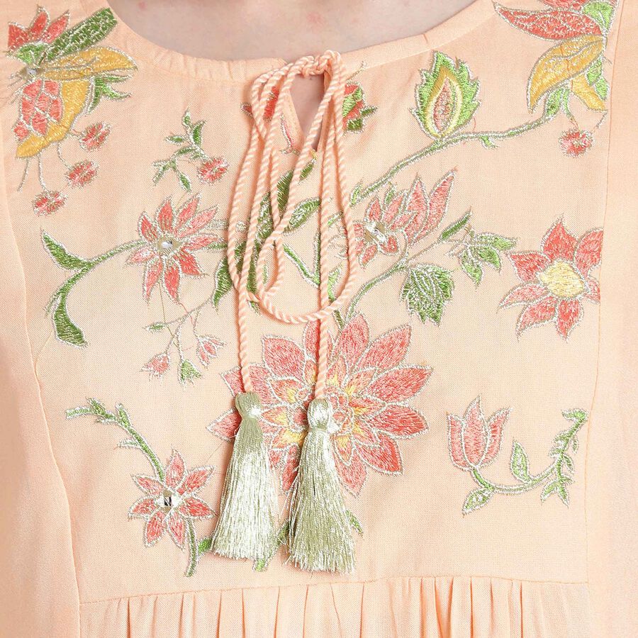 3/4Th Sleeves Flared Kurta, Peach, large image number null
